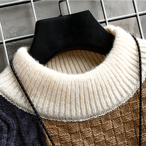 2023 Autumn and Winter New <strong>Sweater</strong> Warm Fashion Stitching Color Matching Pullover Round Neck <strong>Sweater</strong> Thickened <strong>Knitted</strong> <strong>Sweater</strong> - Product Image 6