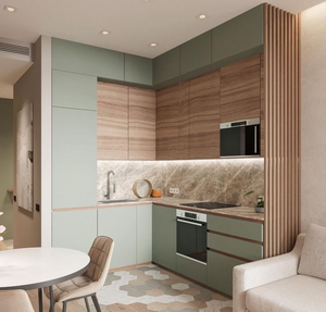 خزانة مطبخ عصرية بتصميم بسيط وأنيق من فيرمونهوز، خزانة مطبخ خضراء جميلة بقشرة خشبية - Product Image 5