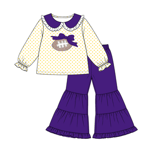 Combinaison pour bébés filles, motif à pois de football personnalisé, pour les jours de match et les fêtes, collection automne, Trendyism Boutique, en Spandex doux et Coton biologique laiteux - Product Image 3