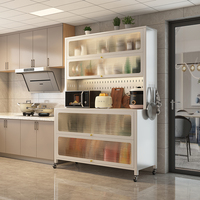 Support de micro-ondes multifonctionnel en acier laminé à froid pour cuisine, usage domestique et commercial, avec porte cannelée et organisateur de rangement à crochets