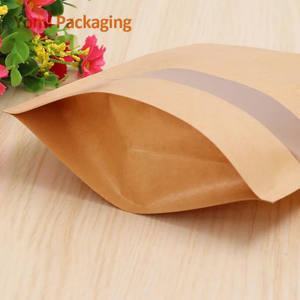 2024 Listo para enviar <span class=keywords><strong>Doypack</strong></span> Zip Marrón Negro Craft <span class=keywords><strong>Bolsas</strong></span> de pie Embalaje de alimentos Cremallera Papel <span class=keywords><strong>Kraft</strong></span> Mylar Bag con ventana - Product Image 5