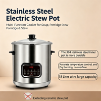 Pabrik Menjual Langsung Rice Cooker Stainless Steel Pintar Berkapasitas Besar dan Penanak Congee serta Sup Otomatis Penuh