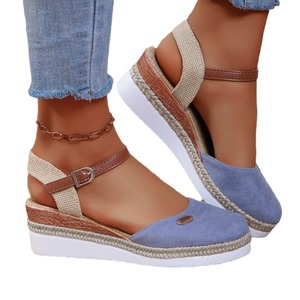 Sandales <span class=keywords><strong>compensées</strong></span> à plateforme pour femmes avec bride à la cheville, style espadrille, chaussures décontractées pour femmes - Product Image 5