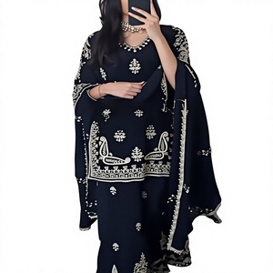 Ensemble pantalon palazzo en soie Chinnon lourde avec broderie de sequins de 5 mm pour femme, entièrement cousu, manches longues, design de créateur - Product Image 1