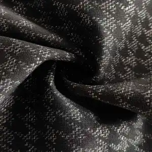 Tecido jacquard de malha comprida de alta qualidade com fio preto tingido TR poliéster rayon viscose spandex