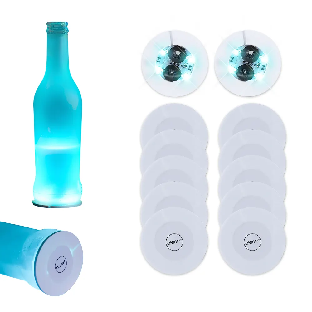 Индивидуальный логотип, светодиодная наклейка для бутылок, ночные стеклянные подставки для напитков