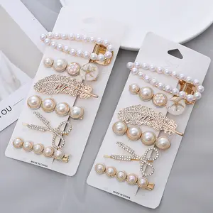 DOMOHO Alloy Hair Claw Clip Set Wholesale Pearl Rhinestone Flower Horsetailbuc Metal Hair Claw Clips For Children's Party Gifts