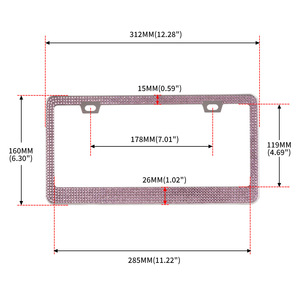 Stainless Steel Rhinestone License Plate Frame 178mm Hole Distance US Standard <b>Car</b> <b>Decoration</b> Pink Black White Colorful - Product Image 1