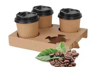 Plateau porte-gobelet en carton jetable, personnalisé, pour boisson chaude, café, porte-gobelets, 2 4 pièces - Product Image 2