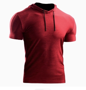 OEM personnalisable hommes séchage rapide Gym Active Wear à capuche Fitness athlétique Performance chemise évacuation de l'humidité tricoté imprimé - Product Image 5