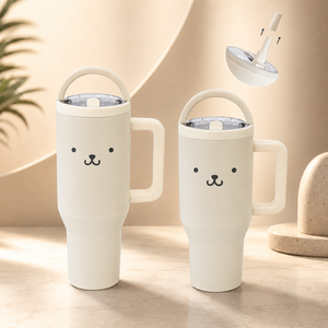 Custom Logo and Cartoon Pattern Stainless Steel <b>Insulated</b> <b>Mug</b> with Handle Reusable Coffee Tumbler - Product Image 1