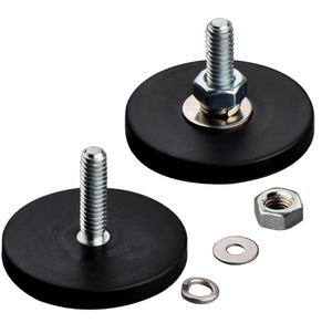 Magneti di Montaggio Rivestiti in Gomma M5 da 43mm, 65LBS, Superficie Verniciata Nera Antigraffio, Magneti con Perno Filettato M6, Bulloni e Dadi Inclusi - Product Image 2