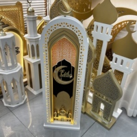 91cm 3D Eid Mubarak Holz-Bodendekoration LED-Licht Moschee-Bogen-Ständer Ramadan-Ornament für Muslimische Feiertagsdekoration zu Hause