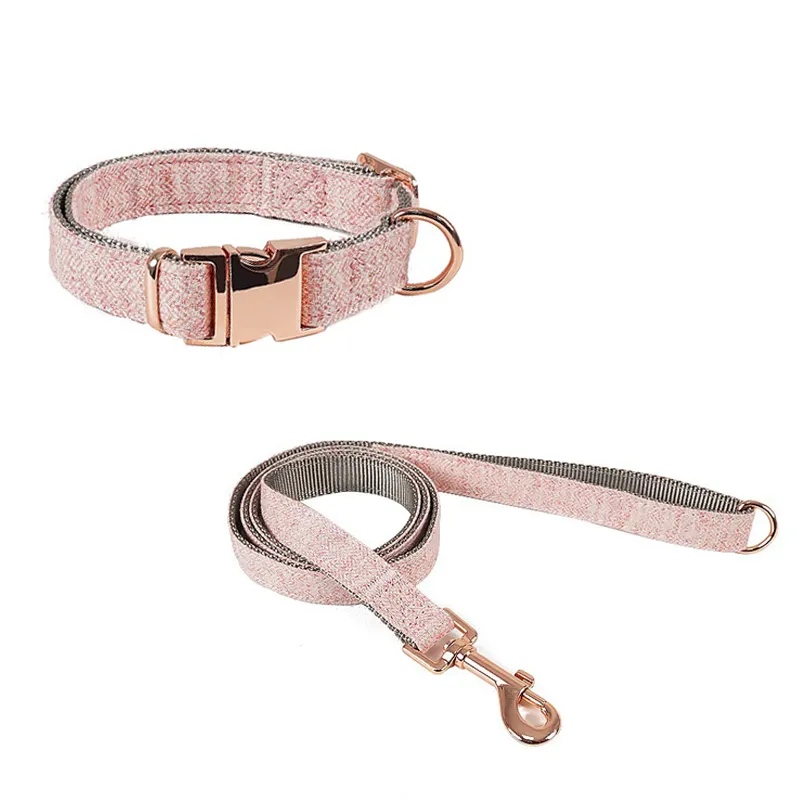 Laisse de chien en laine de luxe boucle en or rose collier pour animaux de compagnie moyen et grand chien pour la marche