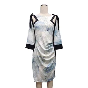 3/4 рукавом длиной до колен женские 2022 трендовые элегантное платье для свадебных платьев китайское платье, продажа по оптовым ценам; Принт