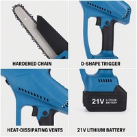 Scie à élaguer électrique portative de 8 pouces, petite tronçonneuse sans balais au lithium rechargeable pour le travail du bois, l'abattage domestique et la mini-coupe