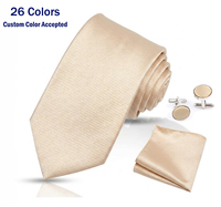 Conjunto de Corbata, Pañuelo y Gemelos Sólidos para Hombre de 8cm, 3 Conjuntos para Boda y Fiesta, Etiqueta Privada, Venta al por Mayor, Mejor Precio, Corbata Sólida