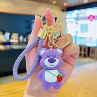 Vente en gros de pendentif petit ours tissé mignon sac à dos pendentif poupée pendentif couple sac tentures chaîne cadeau décoratif porte-clés de voiture panda