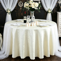 Nappe ronde de luxe en jacquard fleuri, housse de table unie en polyester pour hôtel, banquet, restaurant
