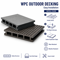 Plancher extérieur en WPC creux résistant à la pourriture, terrasse en WPC légère, terrasse composite extérieure pour patio et jardin