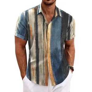 Camicia da uomo hawaiana alla moda con risvolto a maniche corte ampia e traspirante Top estivo in cocco retrò camicia da uomo Casual da spiaggia