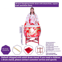 Dragon de guerre rouge chinois ensemble complet gongs de tambour vertical en peau de vache grand tambour de Performance adulte pour la danse