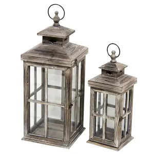 Luckywind Vintage Rustic Wooden Candle Lantern