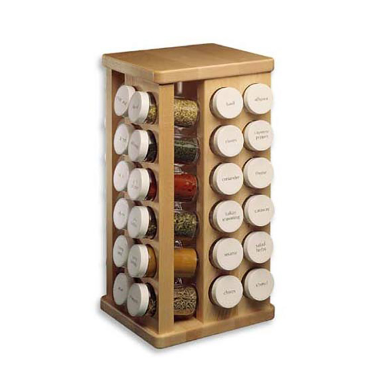 Вращающийся кухонный держатель из бамбука и дерева, стойка для хранения специй