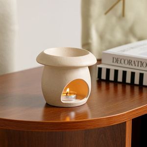Creative Handmade White Beige Mushroom Shape Nordic <b>Ceramic</b> Oil <b>Burner</b> Candle Holder <b>Wax</b> Warmer Essential Oil Home Decoration - Product Image 6
