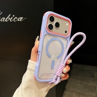 Étui de téléphone magnétique de luxe avec sangle, coque antichoc mignonne et pastel pour iPhone 18 17 Pro Max 15 13, coque antichoc S26 Ultra A55