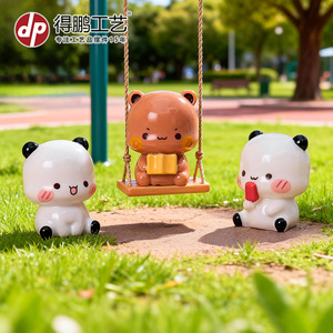 Cute Panda And Bear Resin Figurines <b>Mini</b> Animal Decor For <b>Desk</b> Car Ornament 7 12 Years Unisex Gift Idea - Product Image 4