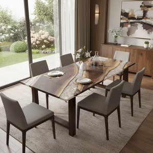 Luxury Handcrafted Epoxy Resin Acacia Wood Rectangle Dining Table Waterproof for Retirement Home Office Hotel Use Diwali Gift - Product Image 2