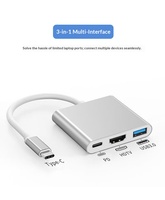 Hub USB C 3 in 1 4K USB3.0 PD Adaptor Multiport Tipe C Docking Station Tersedia Tanpa Minimum Order