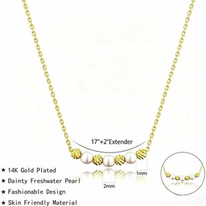Collana da Donna in Ottone con Perle, Minimalista ed Elegante, per il Quotidiano, Squisita Catena per Clavicola, Gioiello di Moda Inossidabile - Product Image 6