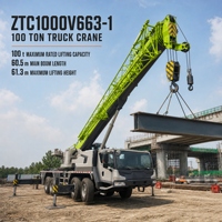 Grue de camion d'occasion 100t en stock avec flèche à 6 sections de 60,5 m et contrepoids de 23,5t pour l'exportation mondiale