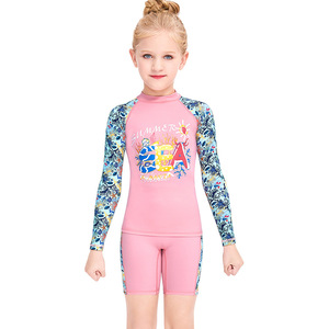 Nuevo Traje de Baño para Niñas, Conjunto de 2 Piezas con Top de Manga Larga y Pantalones Cortos, Protección Solar UPF50+, Traje de Baño Separado - Product Image 2