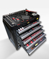 Chariot à outils mécanique robuste 252 pièces avec 6 plateaux en mousse EVA, glissières industrielles, 4 roulettes pivotantes, pour l'entretien automobile, en chrome vanadium