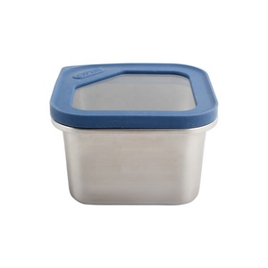 Contenedor de Alimentos Rectangular de Acero Inoxidable de 550 ml con Tapa de Plástico Azul Hermética a Prueba de Fugas, Lonchera de un Solo Compartimento - Product Image 4