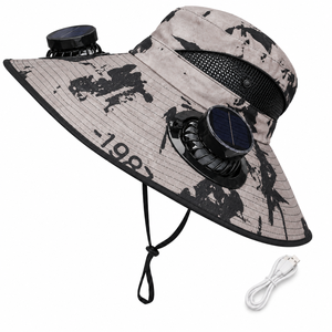 Gorra con Ventilador Solar, Sombrero de Ala Ancha con Ventilador de Refrigeración Alimentado por Energía Solar para Pesca, Senderismo, Protección Solar al Aire Libre, 3 Modos de Velocidad del Viento - Product Image 1