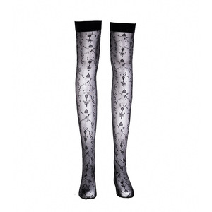 Xumi Floral 3D Aurora Jacquard Long Stockings Ultra Thin Transparent Over The Knee Women's Black White Floral Pattern - Product Image 5