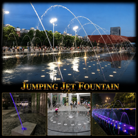 Fuente Interactiva Comercial para Exteriores con Luces Láser RGB, Construcción de Acero Inoxidable, Resistente al Agua IP68