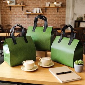 <b>Customize</b> Logo Non-Woven Aluminum Foil Lining Disposable Food Insulated Thermal Delivery Bag for Bubble Tea Coffee Take Out Bags - Product Image 1