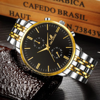 Montres pour hommes, montre à quartz pour homme, montre bon marché avec bracelet en acier inoxydable, montre de luxe Orlando argentée dorée pour homme