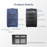Boîtier externe en aluminium pour disques durs SATA RAID 3,5 pouces à 5 baies, USB 3.2 Gen2 20 Gbps, compatible EC5Pro, 5x30 To