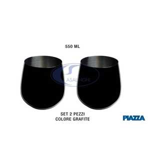 Juego de 2 Copas de Vino de Acero Inoxidable de 550 ml, Colección Grafite - Product Image 1