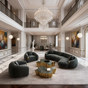 Ensemble de salon de luxe en tissu <span class=keywords><strong>nubuck</strong></span> de conception italienne, avec <span class=keywords><strong>canapé</strong></span> en laiton pour la maison - Product Image 2