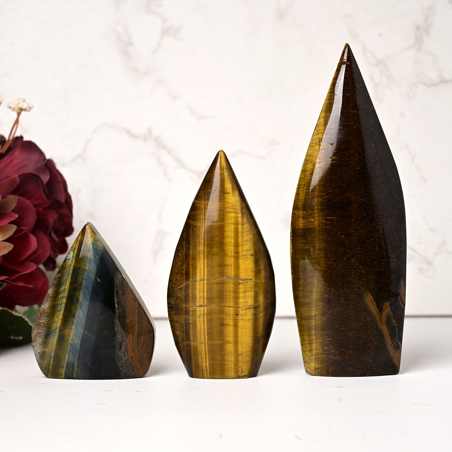 Yellow and Blue Tiger Eye Water Drop Ornament