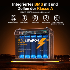 <span class=keywords><strong>Batterie</strong></span> au lithium 12V 100Ah à décharge profonde, étanche IP67, LiFePo4, 1280Wh, pour camping, camping-car, <span class=keywords><strong>bateau</strong></span>, système solaire (stock UE) - Product Image 4