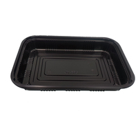 JY-825 Kunststoff-Lebensmittelverpackung Dekorative Artikel mit Klarem Deckel Schwarze Kunststoff-Sushi-Schale Lebensmittelverpackungsbox