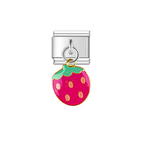 Nouveau Bracelet à Breloques Italien en Acier Inoxydable avec Pendentif Cerise Fraise, Vente Chaude, Idéal Cadeau Bijou